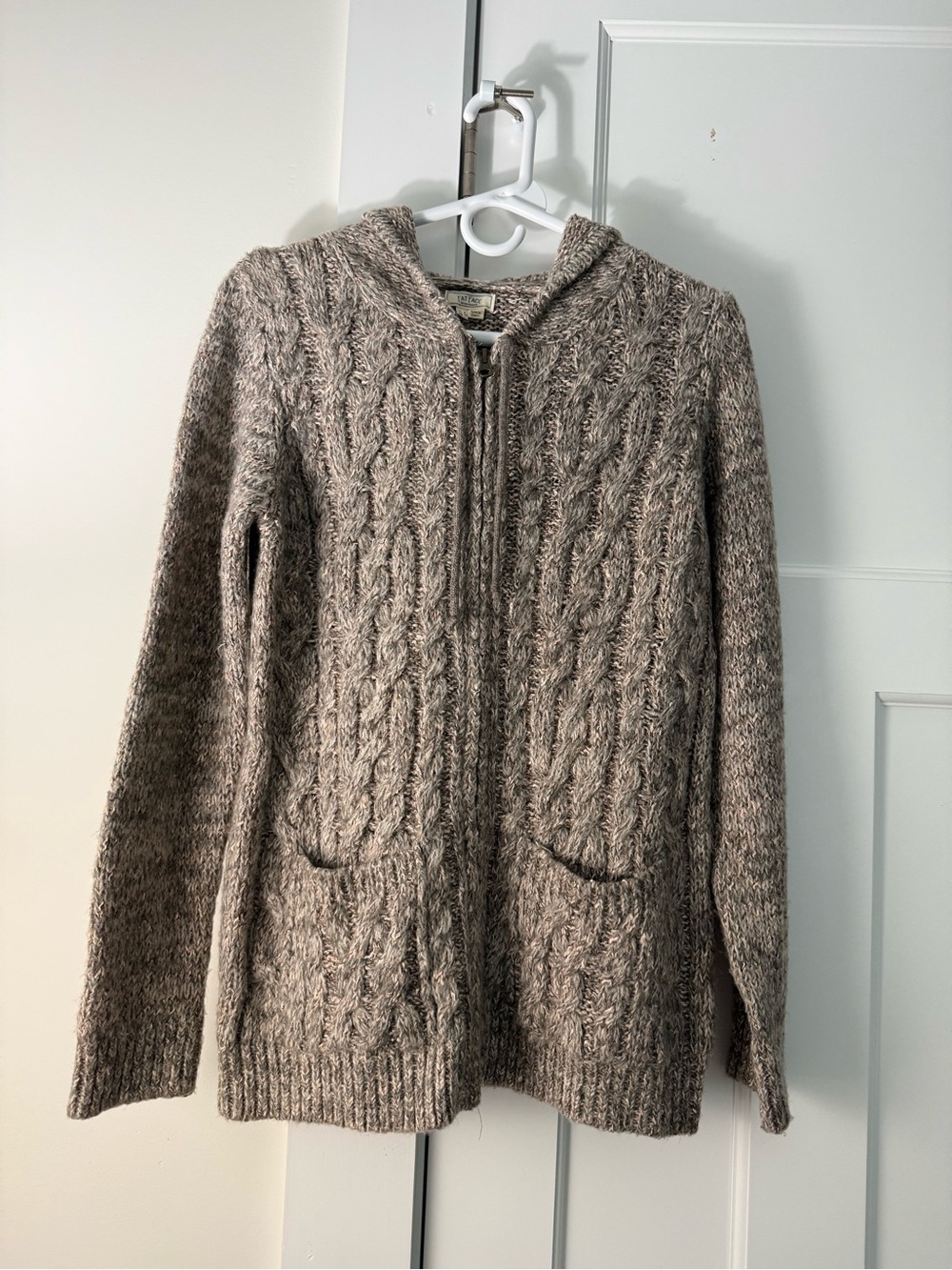 Fat Face Cable Knit Zip Hooded Cardigan -